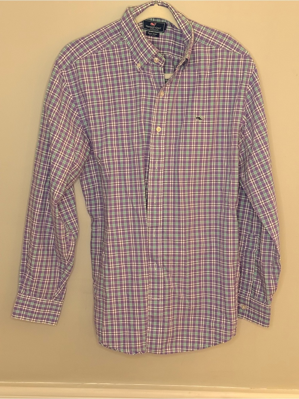 Vineyard Vines Lavender & White Plaid Button-Down Shirt
